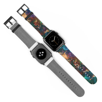 Cosmic Swirl Abstract Apple Watch Band, Galactic Marble Effect Smartwatch Strap, Vibrant Nebula-Inspired Wristband Accessory. Apple Watch Band Apple Watch Straps For Series 4 5 6 7 8 9 ULTRA SE 38/40/41mm & 42/44/45mm Vegan Faux Leather Band