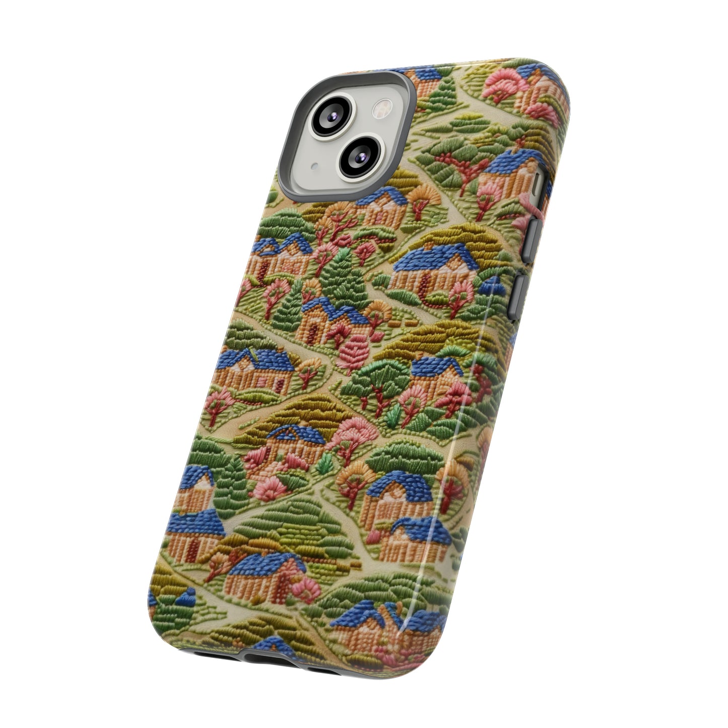 Caratteristica custodia per iPhone trapuntata in stile country, design patchwork affascinante, cover per telefono artistica e protettiva, custodie per telefono resistenti