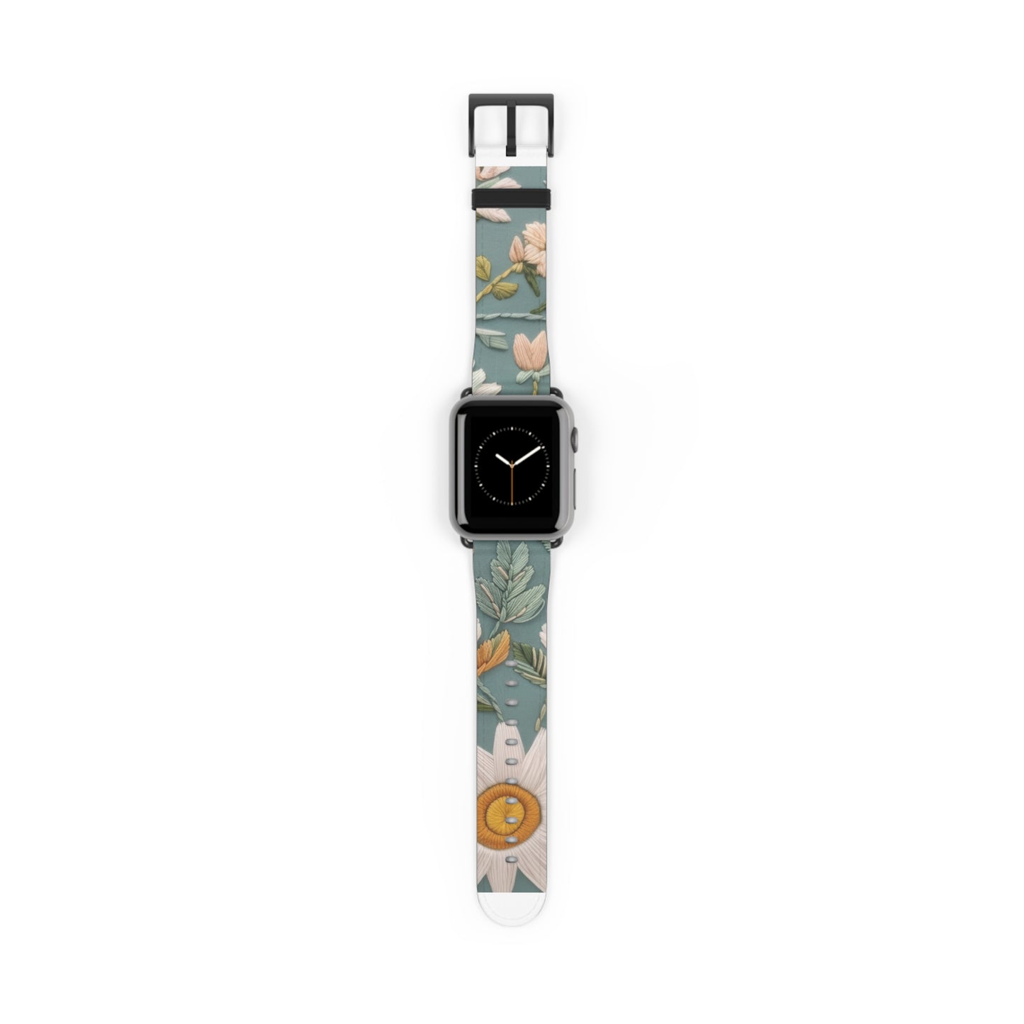 Serene Floral Tapestry Apple Watch Band, Soft Pastel Botanicals on Duck Egg Blue, Stylish Smartwatch Accessory. Apple Watch Band Apple Watch Straps For Series 4 5 6 7 8 9 ULTRA SE 38/40/41mm & 42/44/45mm Vegan Faux Leather Band