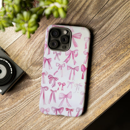 Pretty Pink Bows Phone Case, Feminine Ribbon Design Cover for Smartphones, Charming Accessory, Tough Phone Cases