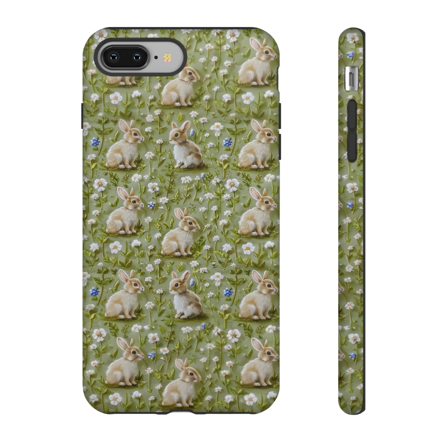 Custodia per iPhone Meadow Rabbits, design Serene Spring Wildlife, custodia protettiva di ispirazione ecologica, custodie per telefoni resistenti