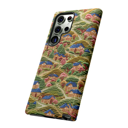 Caratteristica custodia per iPhone trapuntata in stile country, design patchwork affascinante, cover per telefono artistica e protettiva, custodie per telefono resistenti