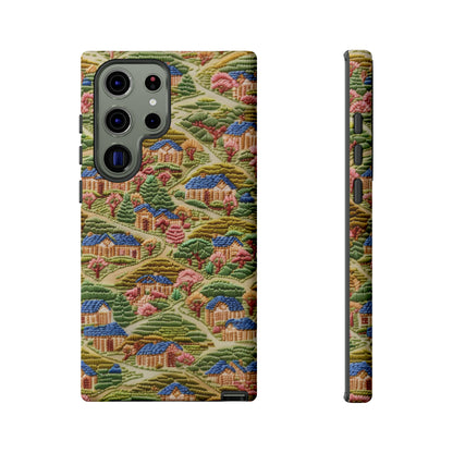 Caratteristica custodia per iPhone trapuntata in stile country, design patchwork affascinante, cover per telefono artistica e protettiva, custodie per telefono resistenti