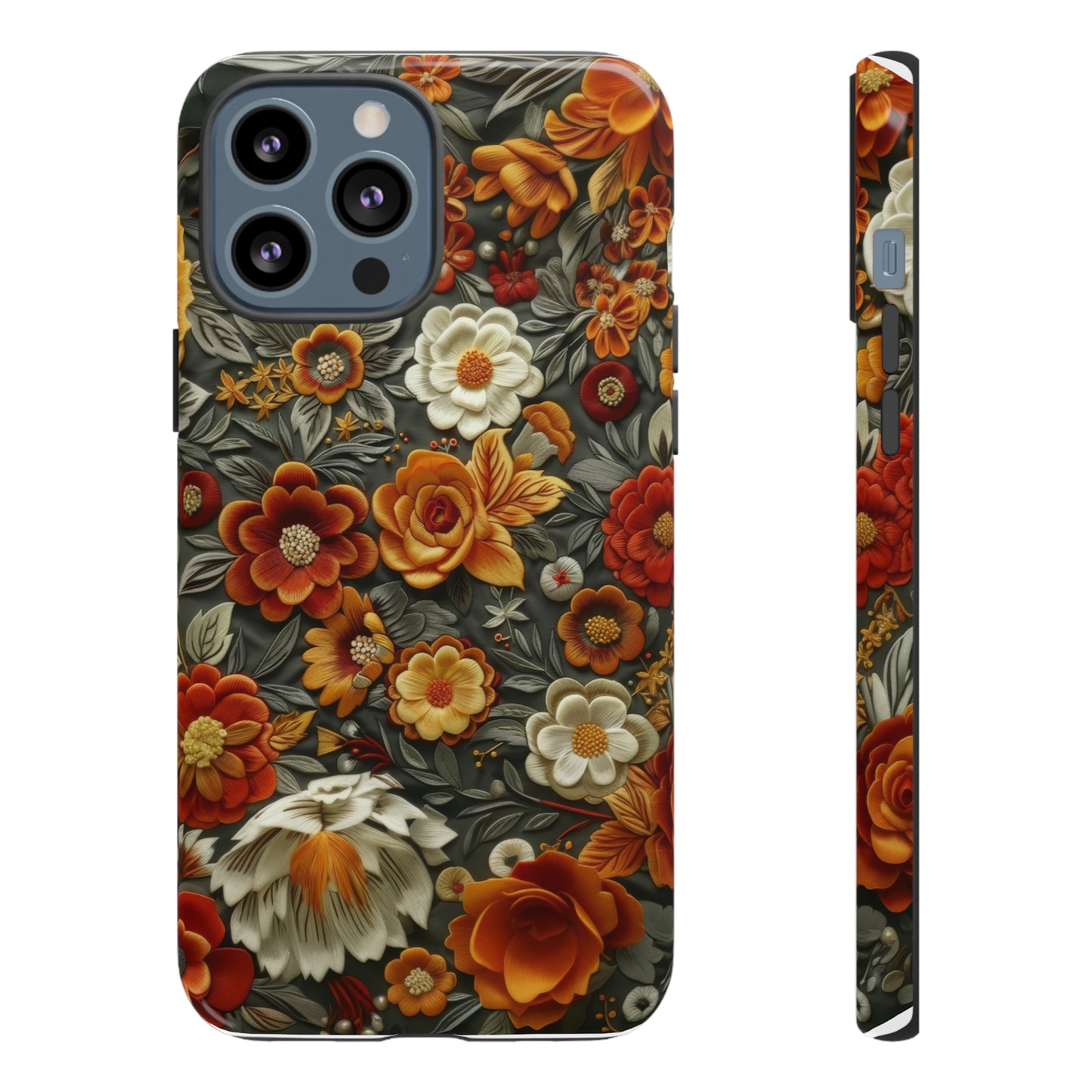 Custodia per iPhone con fiori autunnali, calda eleganza floreale, custodia protettiva stagionale, custodie per telefoni resistenti