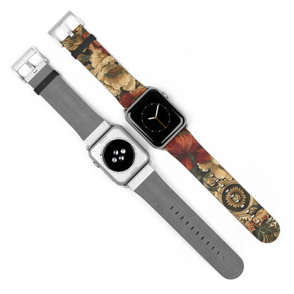 Renaissance Tapestry Floral Apple Watch Band | Klassisches Armband mit verziertem Stoffmuster. Apple Watch Band Apple Watch Armbänder für Serie 4 5 6 7 8 9 ULTRA SE 38/40/41 mm und 42/44/45 mm veganes Kunstlederband 