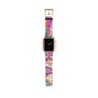 Vibrant Marbled Art Apple Watch Band, Expressive Color Fusion Smartwatch Strap, Unique Abstract Design Wristband Accessory. Apple Watch Band Apple Watch Straps For Series 4 5 6 7 8 9 ULTRA SE 38/40/41mm & 42/44/45mm Vegan Faux Leather Band