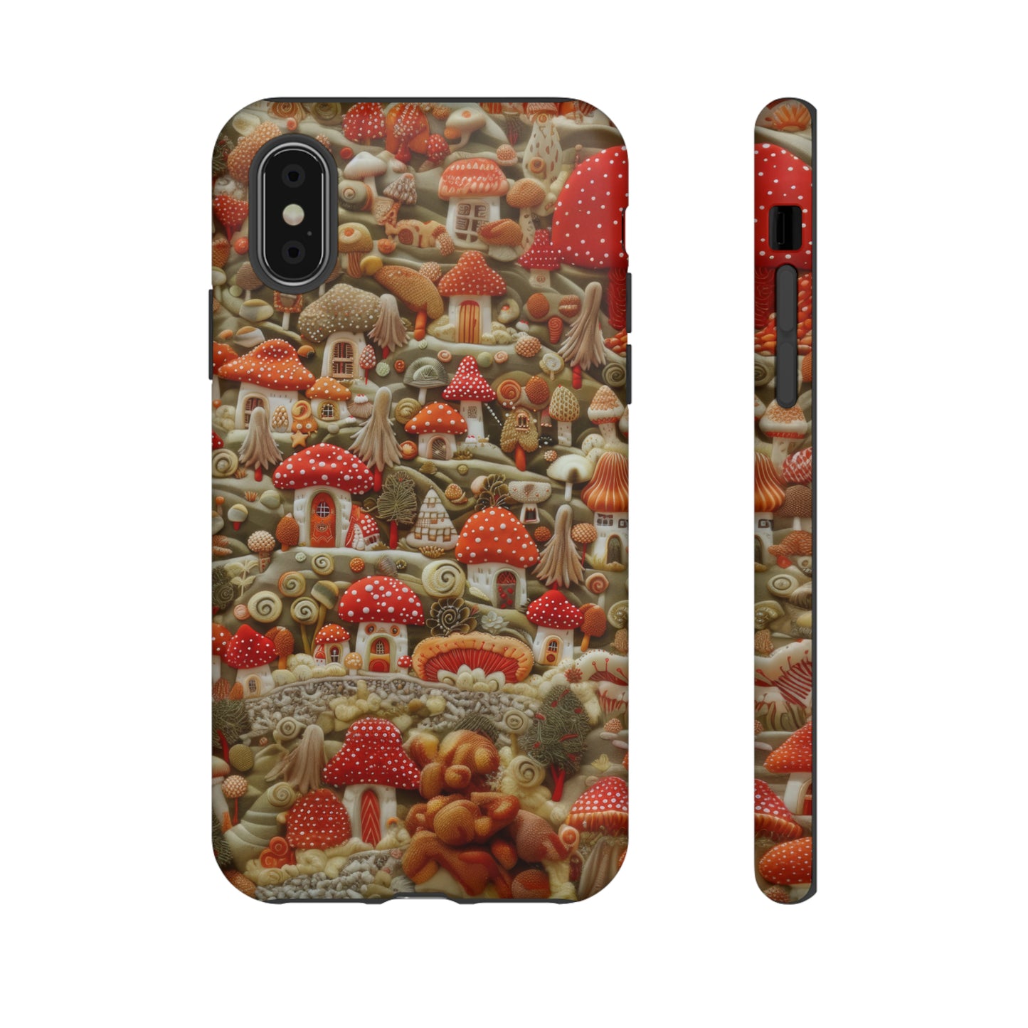 Custodia per iPhone Il villaggio dei funghi incantati, grafica con funghi fantasy, custodia protettiva unica, custodie per telefoni resistenti