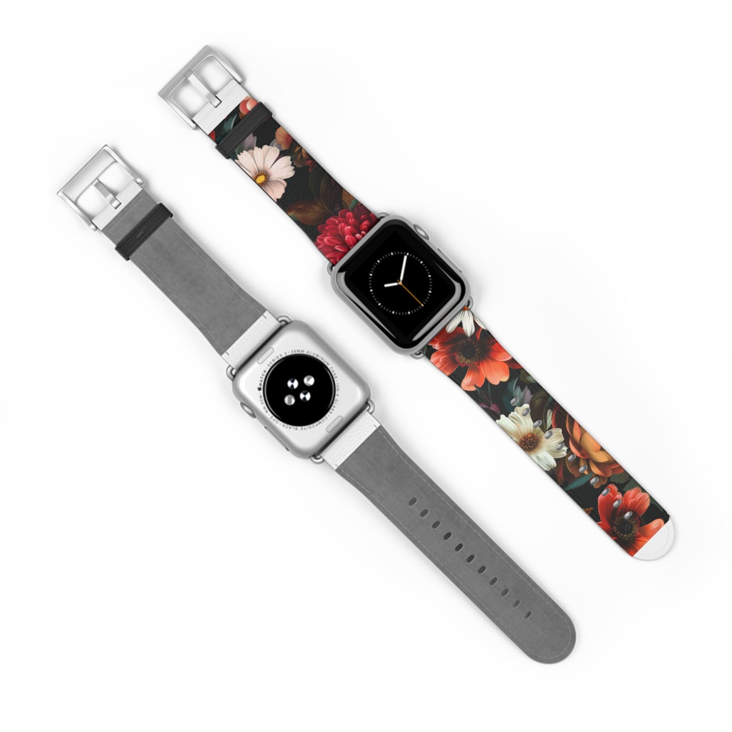 Autumn Bloom Elegance Apple Watch Band, Fall Flower Symphony Smartwatch Strap, Rich Floral Tapestry Wristband Accessory. Apple Watch Band Apple Watch Straps For Series 4 5 6 7 8 9 ULTRA SE 38/40/41mm & 42/44/45mm Vegan Faux Leather Band