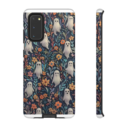 Whimsical Ghosts Floral iPhone Case, Unique Spooky Design, Charming Protective Cover, Tough Cases