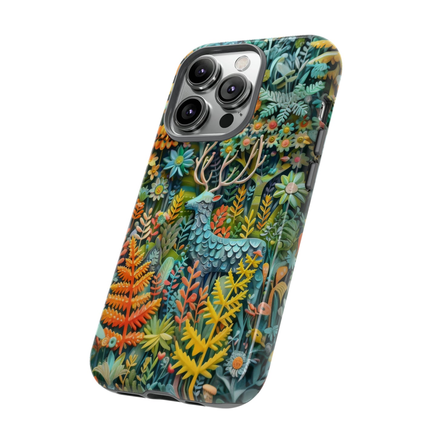 Zauberhafte Waldhirsch iPhone Hülle, Zauberhaftes Fauna- und Flora-Design, Schützende, von der Natur inspirierte Hülle, Robuste Handyhüllen