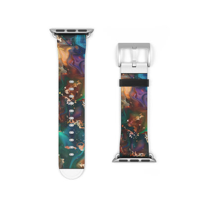 Cosmic Swirl Abstract Apple Watch Band, Galactic Marble Effect Smartwatch Strap, Vibrant Nebula-Inspired Wristband Accessory. Apple Watch Band Apple Watch Straps For Series 4 5 6 7 8 9 ULTRA SE 38/40/41mm & 42/44/45mm Vegan Faux Leather Band