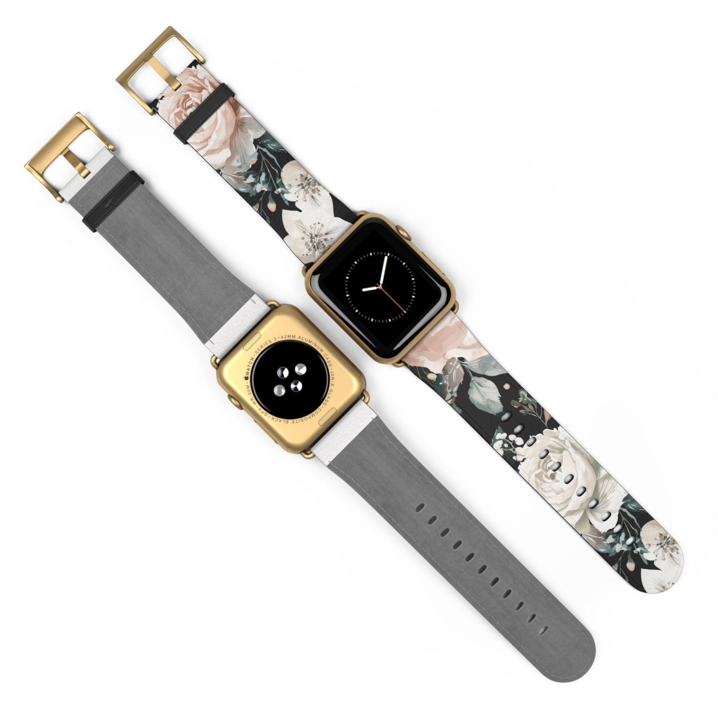 Sophisticated Floral Chic Apple Watch Band, Elegant Rose and Peony Design Strap, Modern Botanical Smartwatch Accessory. Apple Watch Band Apple Watch Straps For Series 4 5 6 7 8 9 ULTRA SE 38/40/41mm & 42/44/45mm Vegan Faux Leather Band