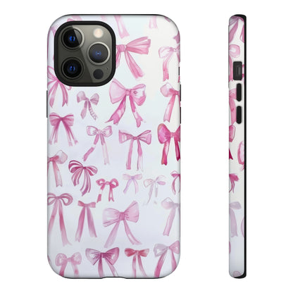 Pretty Pink Bows Phone Case, Feminine Ribbon Design Cover for Smartphones, Charming Accessory, Tough Phone Cases