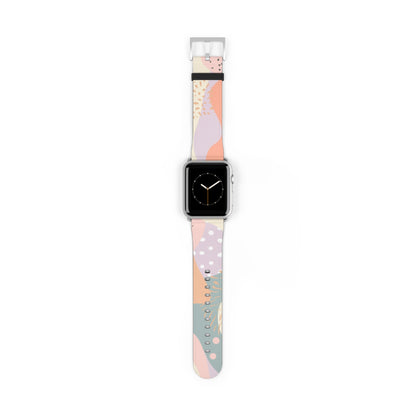 Modern Pastel Apple Watch Strap, Abstract Geometric Pattern Band, Chic Contemporary Accessory for Trendsetters. Apple Watch Band Apple Watch Straps For Series 4 5 6 7 8 9 ULTRA SE 38/40/41mm & 42/44/45mm Vegan Faux Leather Band