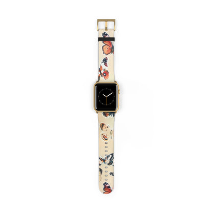 Fluttering Butterflies Apple Watch Band, Nature-Inspired Lepidoptera Design Strap, Soft-Hued Insect Pattern Wristband. Apple Watch Band Apple Watch Straps For Series 4 5 6 7 8 9 ULTRA SE 38/40/41mm & 42/44/45mm Vegan Faux Leather Band