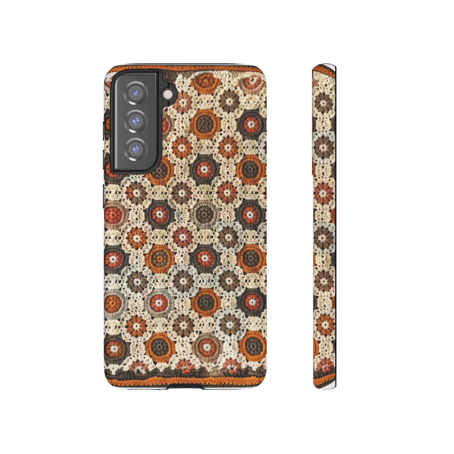 Custodia per iPhone retrò in pizzo all'uncinetto, estetica dal design artigianale, custodia protettiva in stile vintage, custodie per telefono resistenti