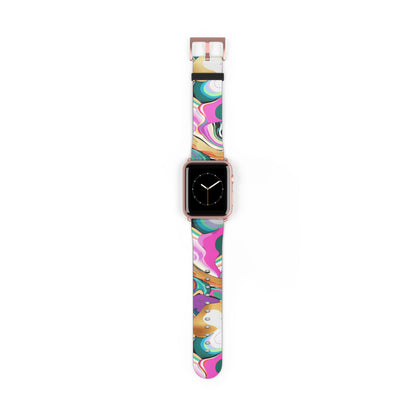 Whimsical Abstract Waves Apple Watch Band, Psychedelic Swirls Smartwatch Strap, Colorful Artistic Wristband Accessory. Apple Watch Band Apple Watch Straps For Series 4 5 6 7 8 9 ULTRA SE 38/40/41mm & 42/44/45mm Vegan Faux Leather Band