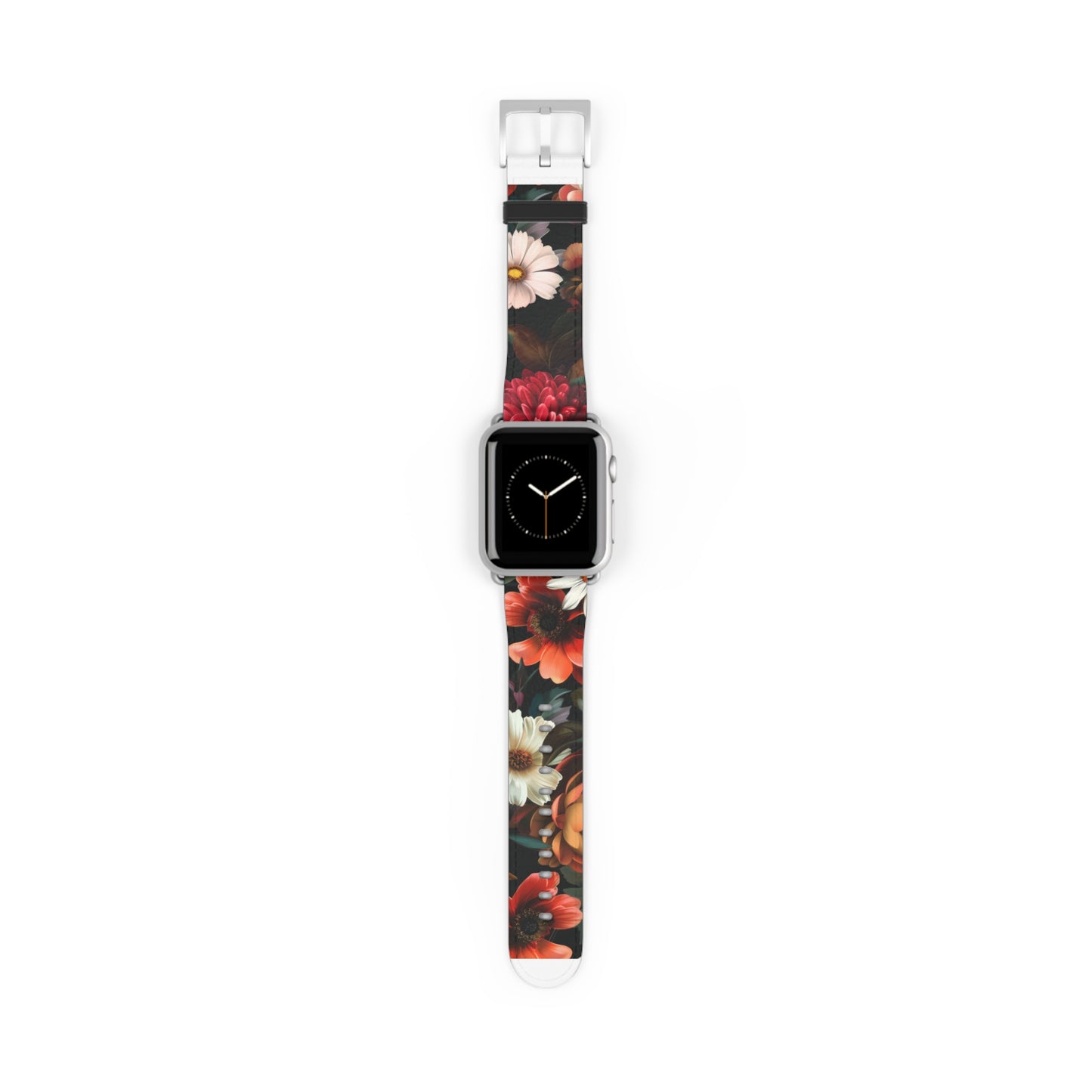 Autumn Bloom Elegance Apple Watch Band, Fall Flower Symphony Smartwatch Strap, Rich Floral Tapestry Wristband Accessory. Apple Watch Band Apple Watch Straps For Series 4 5 6 7 8 9 ULTRA SE 38/40/41mm & 42/44/45mm Vegan Faux Leather Band