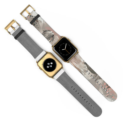 Contemporary Splatter Apple Watch Band, Abstract Earth Tones with Coral Accents, Chic Silicone Artistic Strap. Apple Watch Band Apple Watch Straps For Series 4 5 6 7 8 9 ULTRA SE 38/40/41mm & 42/44/45mm Vegan Faux Leather Band