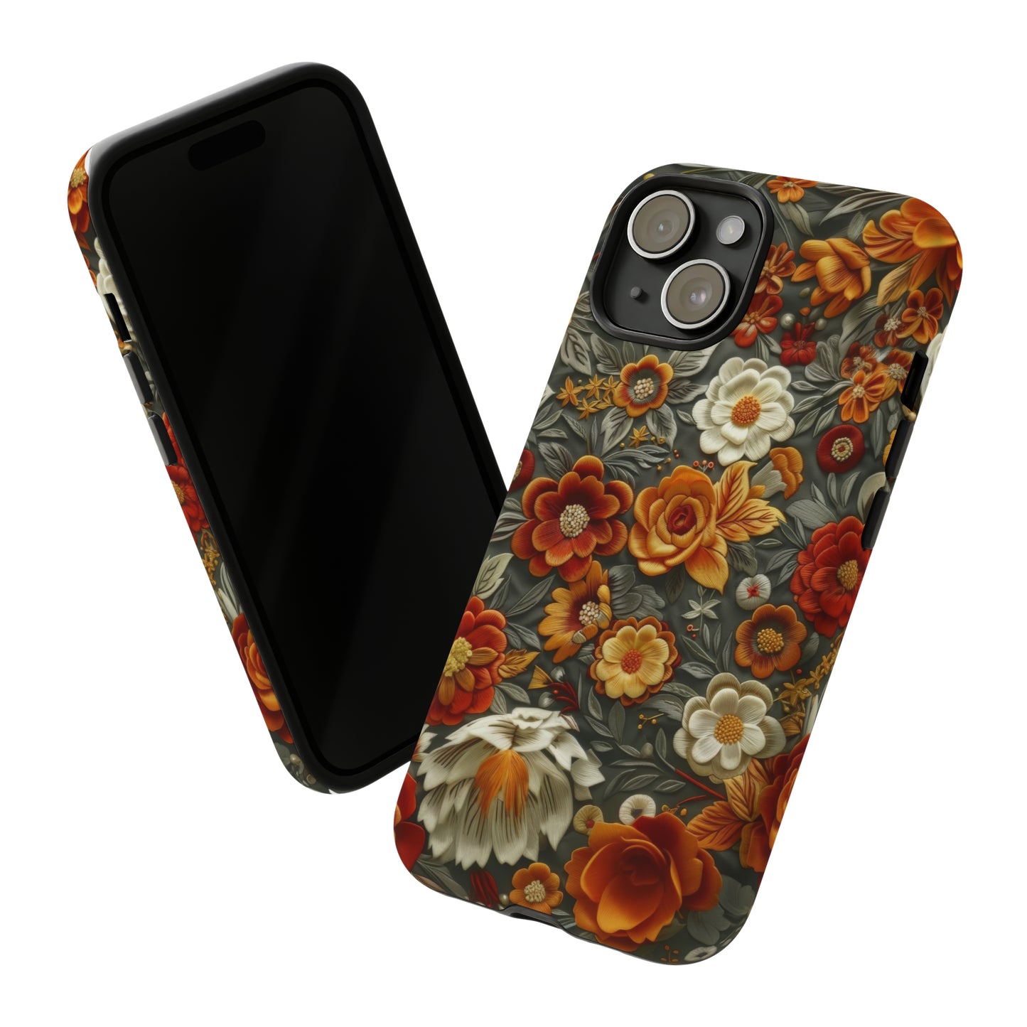 Custodia per iPhone con fiori autunnali, calda eleganza floreale, custodia protettiva stagionale, custodie per telefoni resistenti