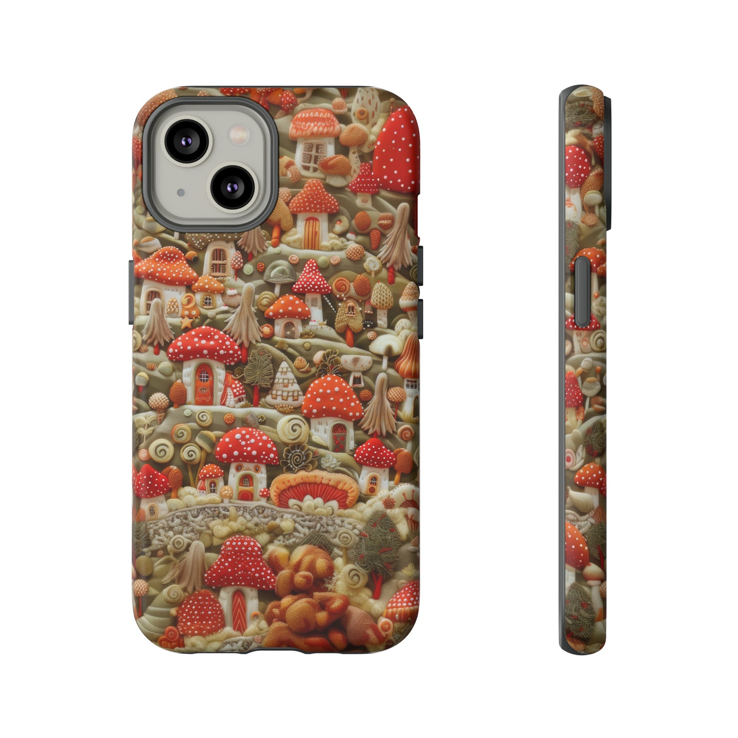 Custodia per iPhone Il villaggio dei funghi incantati, grafica con funghi fantasy, custodia protettiva unica, custodie per telefoni resistenti