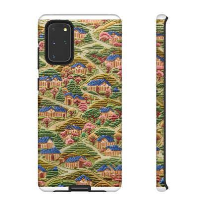 Caratteristica custodia per iPhone trapuntata in stile country, design patchwork affascinante, cover per telefono artistica e protettiva, custodie per telefono resistenti