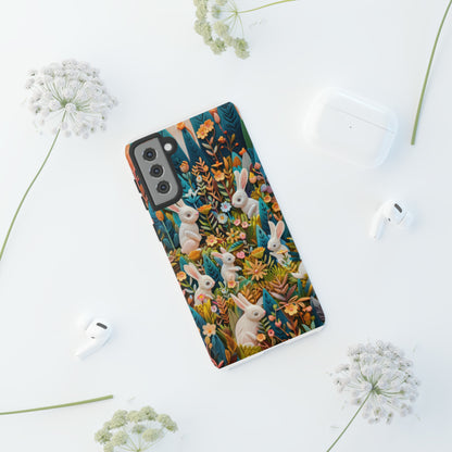 Mystical Garden Bunnies iPhone Case, Enchanted Floral Wonderland, Durable Protective Cover, Tough Phone Cases