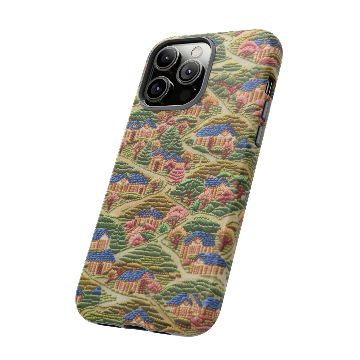 Caratteristica custodia per iPhone trapuntata in stile country, design patchwork affascinante, cover per telefono artistica e protettiva, custodie per telefono resistenti