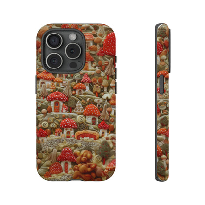 Custodia per iPhone Il villaggio dei funghi incantati, grafica con funghi fantasy, custodia protettiva unica, custodie per telefoni resistenti