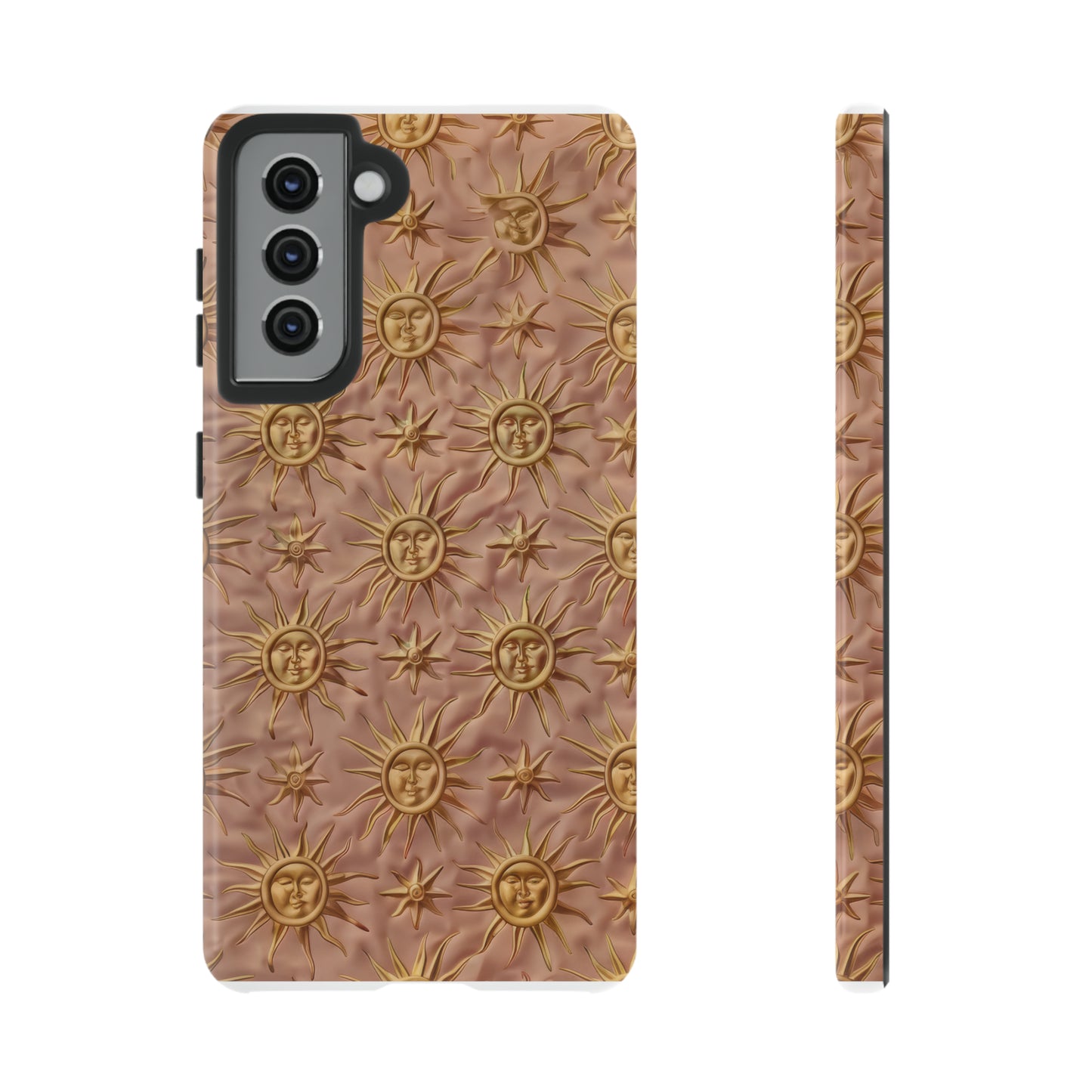 Custodia per iPhone con motivo sole celeste, design solare 3D strutturato, custodia protettiva lussuosa, custodie per telefono resistenti