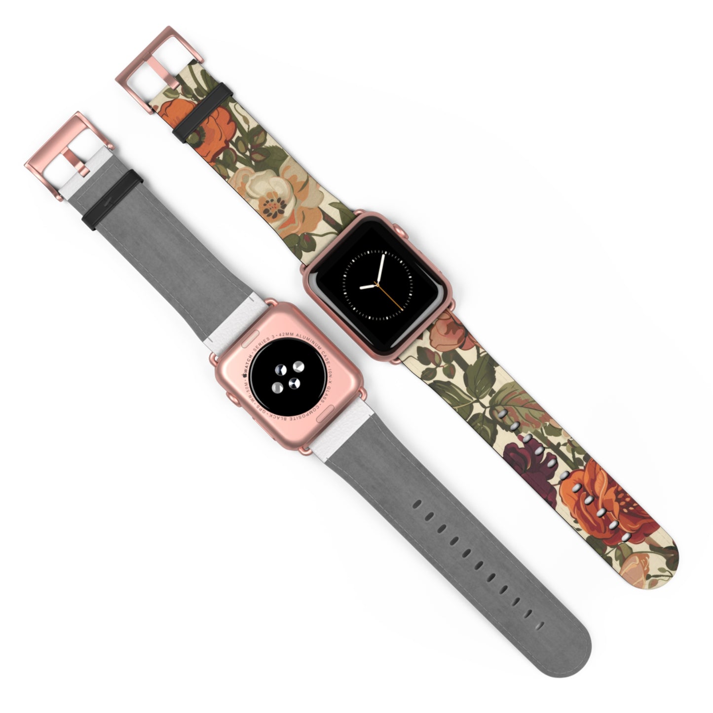 Autumn Harvest Floral Apple Watch Band | Rustic Bouquet Design Strap | Earthy Toned Smartwatch Accessory | Fall Fashion Statement Piece. Apple Watch Band Apple Watch Straps For Series 4 5 6 7 8 9 ULTRA SE 38/40/41mm & 42/44/45mm Vegan Faux Leather Band