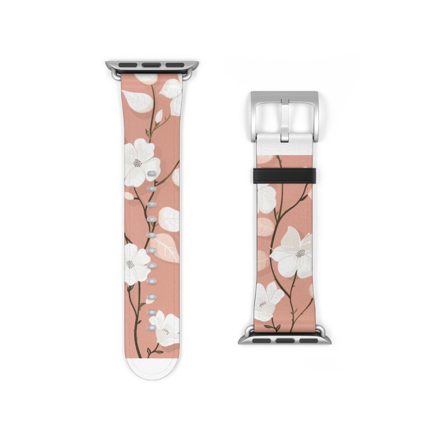 Floral Pattern Apple Watch Band, Elegant Cherry Blossom Design, Soft Pink High-Quality Silicone Strap for Stylish Wear. Apple Watch Band Apple Watch Straps For Series 4 5 6 7 8 9 ULTRA SE 38/40/41mm & 42/44/45mm Vegan Faux Leather Band