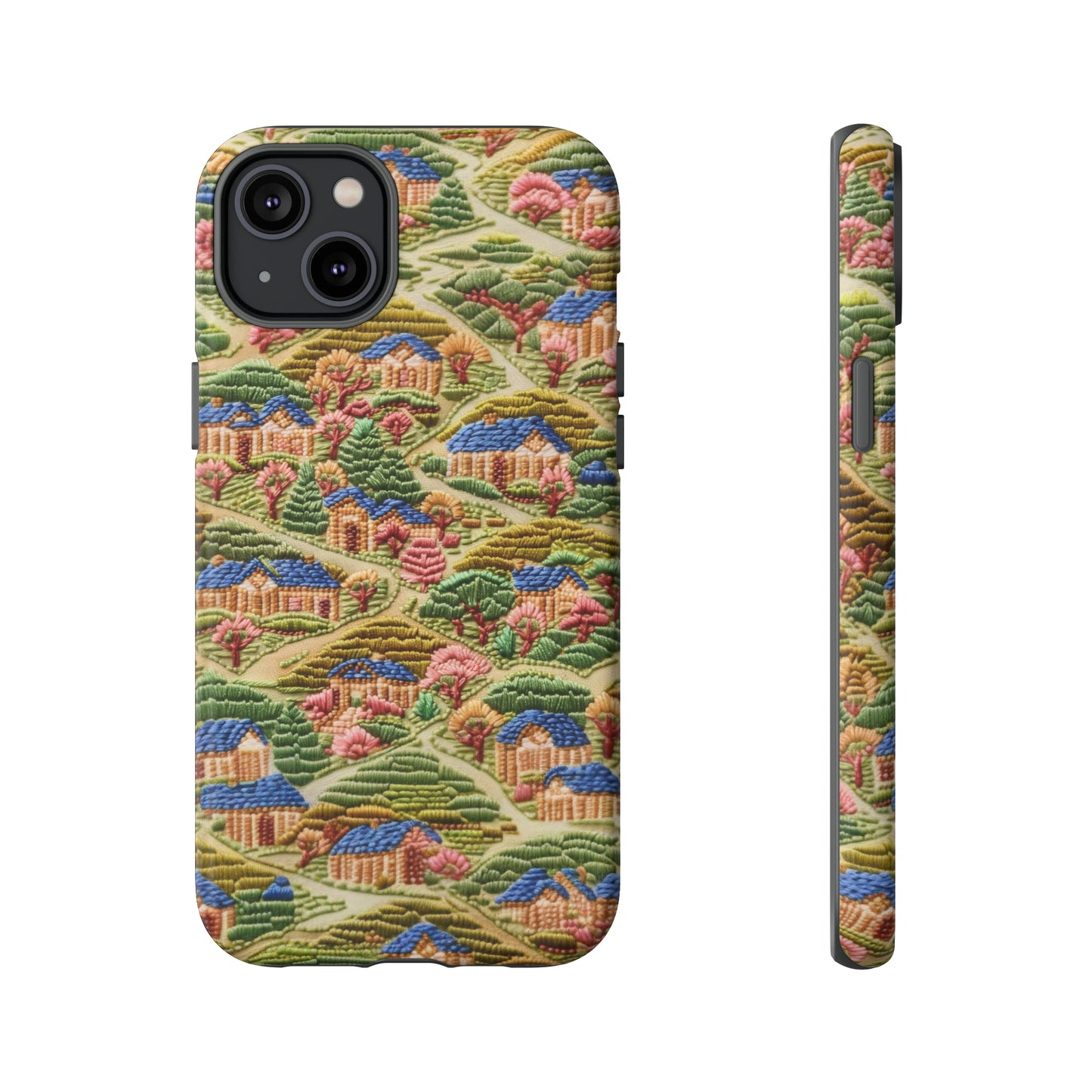 Caratteristica custodia per iPhone trapuntata in stile country, design patchwork affascinante, cover per telefono artistica e protettiva, custodie per telefono resistenti