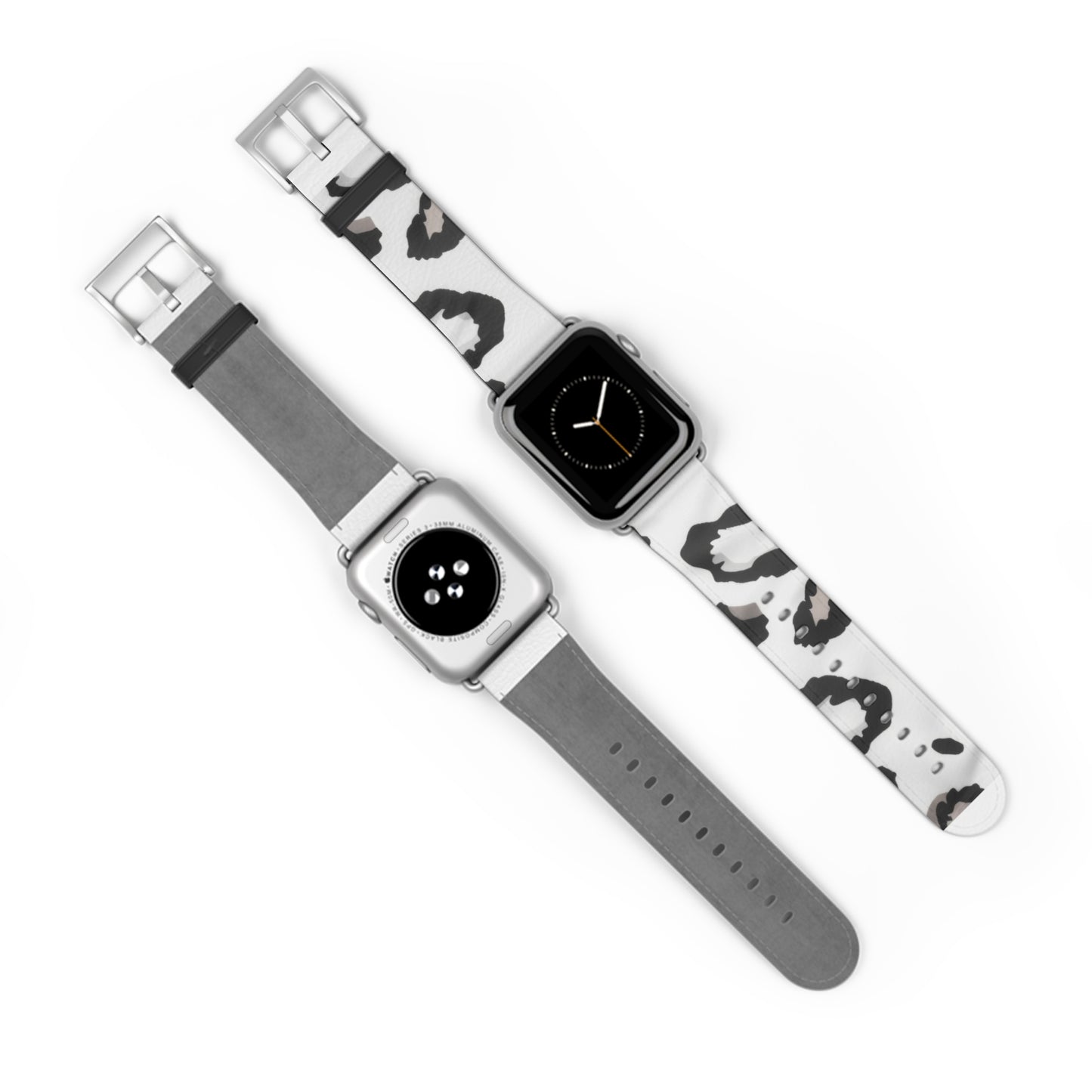 Modernes einfarbiges Apple Watch-Armband mit Kuh-Print | Schickes schwarz-weißes Armband. Apple Watch-Armband Apple Watch-Armbänder für Serie 4, 5, 6, 7, 8, 9, ULTRA SE, 38/40/41 mm und 42/44/45 mm, veganes Kunstlederarmband 