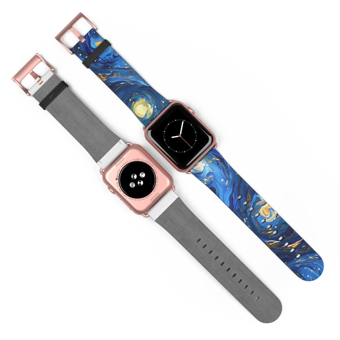 Van Gogh's Starry Night Apple Watch Band, Artistic Masterpiece Strap, Classic Painting Accessory, Expressionist Sky Watch Band, Inspired Art Gift. Apple Watch Straps For Series 4 5 6 7 8 9 ULTRA SE 38/40/41mm & 42/44/45mm Vegan Faux Leather Band