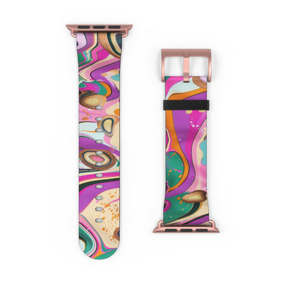 Vibrant Marbled Art Apple Watch Band, Expressive Color Fusion Smartwatch Strap, Unique Abstract Design Wristband Accessory. Apple Watch Band Apple Watch Straps For Series 4 5 6 7 8 9 ULTRA SE 38/40/41mm & 42/44/45mm Vegan Faux Leather Band