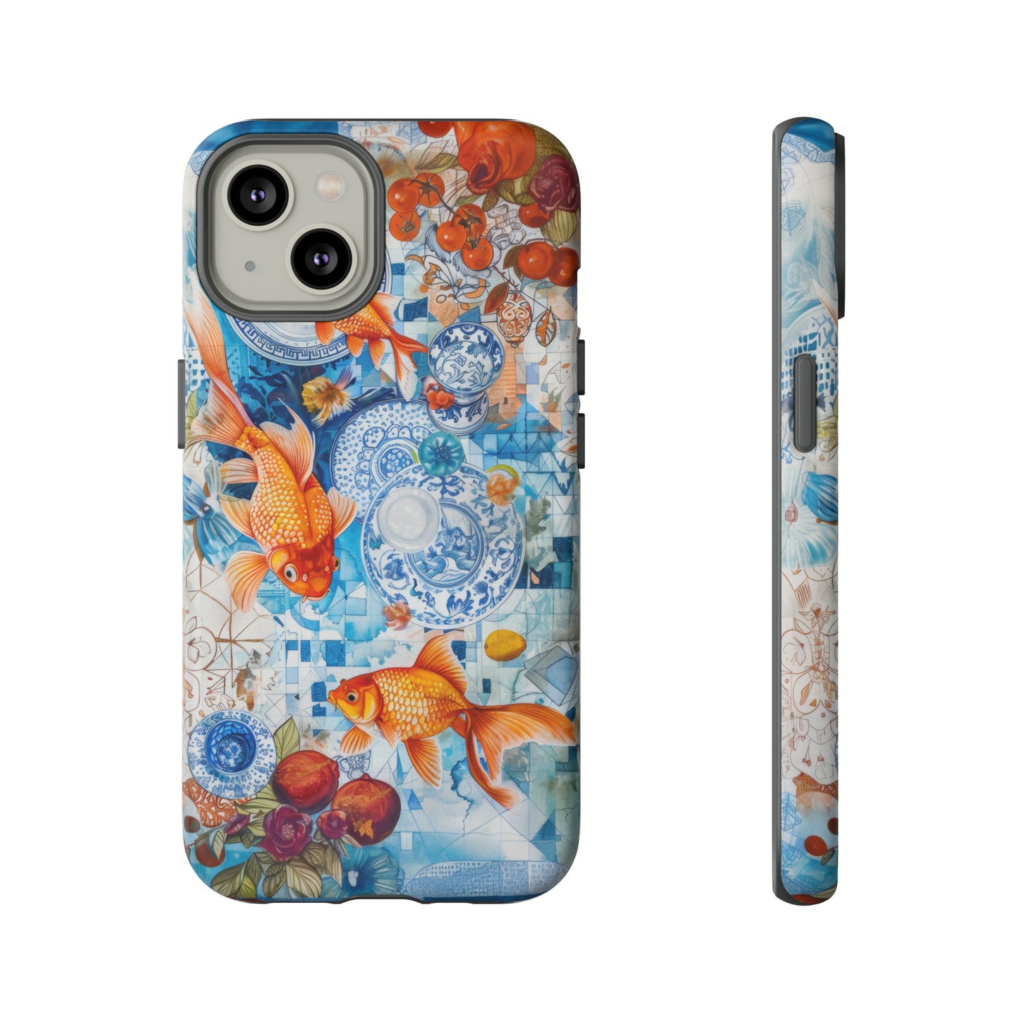 Orientalische Koi-Teich-iPhone-Hülle, traditionelles asiatisches Kunstwerk, ruhige Schutzhülle, robuste Handyhüllen 