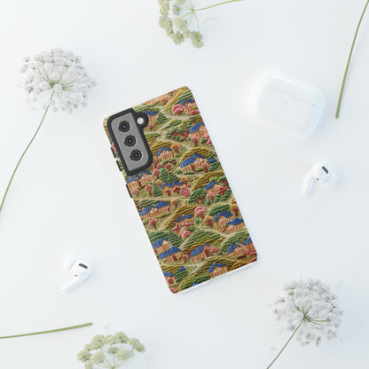 Caratteristica custodia per iPhone trapuntata in stile country, design patchwork affascinante, cover per telefono artistica e protettiva, custodie per telefono resistenti