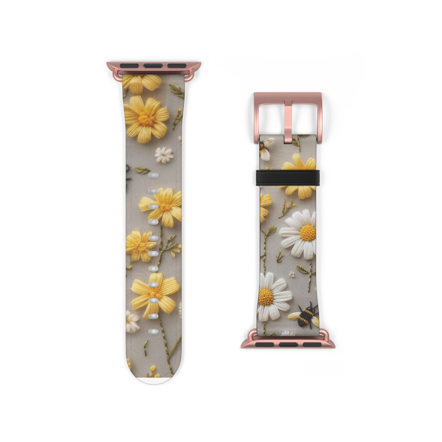 Spring Meadow Daisy Apple Watch Band, Fresh Yellow & White Floral Design, Nature-Inspired Smartwatch Strap. Apple Watch Band Apple Watch Straps For Series 4 5 6 7 8 9 ULTRA SE 38/40/41mm & 42/44/45mm Vegan Faux Leather Band