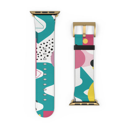 Modern Pop Art Apple Watch Band | Bold Abstract Design Strap | Colorful Fashion Watch Accessory | Contemporary Style Enthusiast Gift. Apple Watch Band Apple Watch Straps For Series 4 5 6 7 8 9 ULTRA SE 38/40/41mm & 42/44/45mm Vegan Faux Leather Band