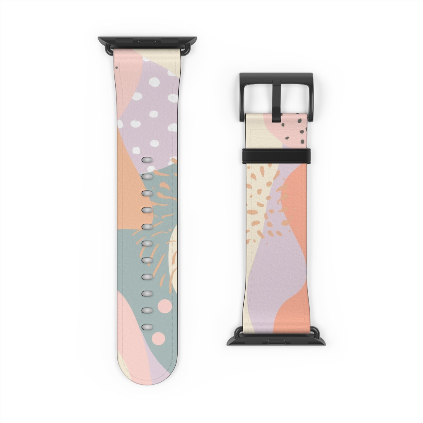 Modern Pastel Apple Watch Strap, Abstract Geometric Pattern Band, Chic Contemporary Accessory for Trendsetters. Apple Watch Band Apple Watch Straps For Series 4 5 6 7 8 9 ULTRA SE 38/40/41mm & 42/44/45mm Vegan Faux Leather Band