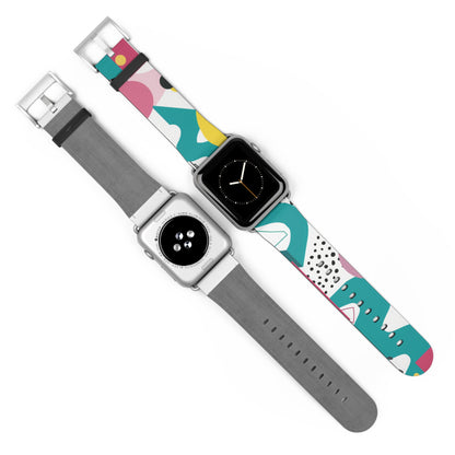 Modern Pop Art Apple Watch Band | Bold Abstract Design Strap | Colorful Fashion Watch Accessory | Contemporary Style Enthusiast Gift. Apple Watch Band Apple Watch Straps For Series 4 5 6 7 8 9 ULTRA SE 38/40/41mm & 42/44/45mm Vegan Faux Leather Band