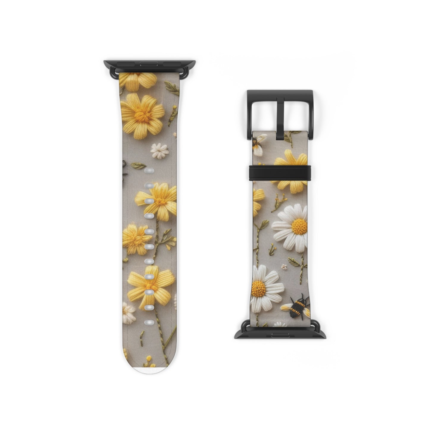 Spring Meadow Daisy Apple Watch Band, Fresh Yellow & White Floral Design, Nature-Inspired Smartwatch Strap. Apple Watch Band Apple Watch Straps For Series 4 5 6 7 8 9 ULTRA SE 38/40/41mm & 42/44/45mm Vegan Faux Leather Band