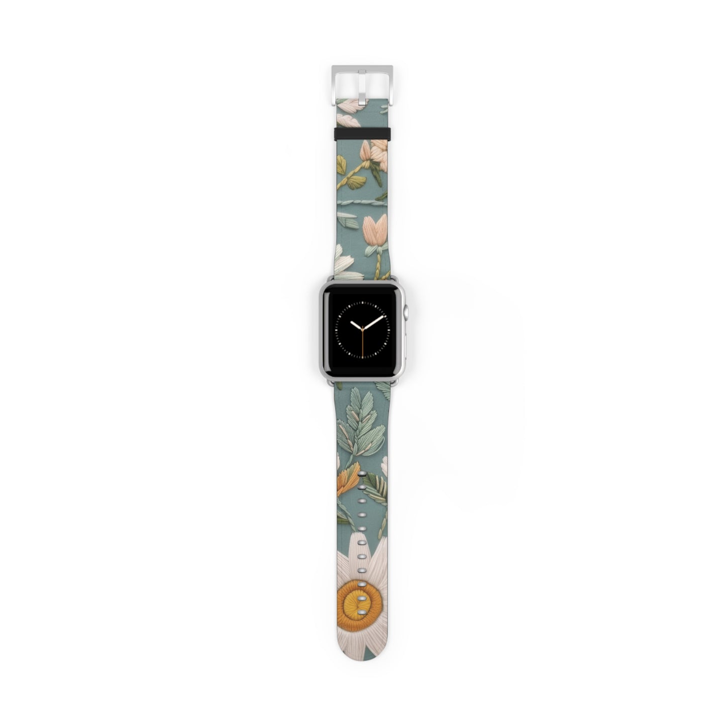 Serene Floral Tapestry Apple Watch Band, Soft Pastel Botanicals on Duck Egg Blue, Stylish Smartwatch Accessory. Apple Watch Band Apple Watch Straps For Series 4 5 6 7 8 9 ULTRA SE 38/40/41mm & 42/44/45mm Vegan Faux Leather Band