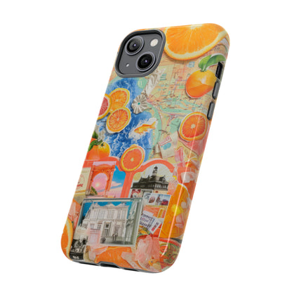 Custodia per telefono collage da viaggio Citrus Escape, design vivace per le vacanze estive per smartphone, custodie resistenti 