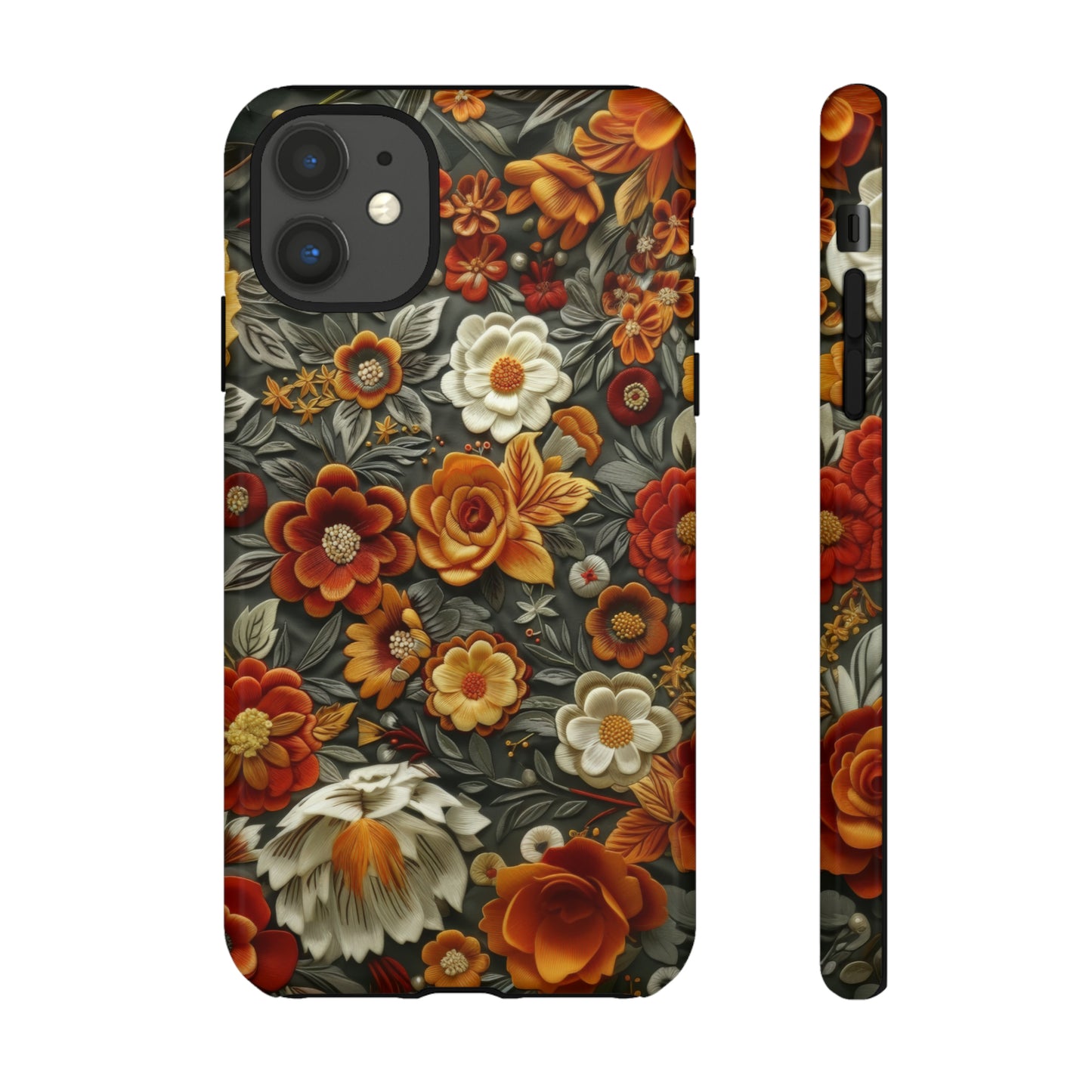 Custodia per iPhone con fiori autunnali, calda eleganza floreale, custodia protettiva stagionale, custodie per telefoni resistenti