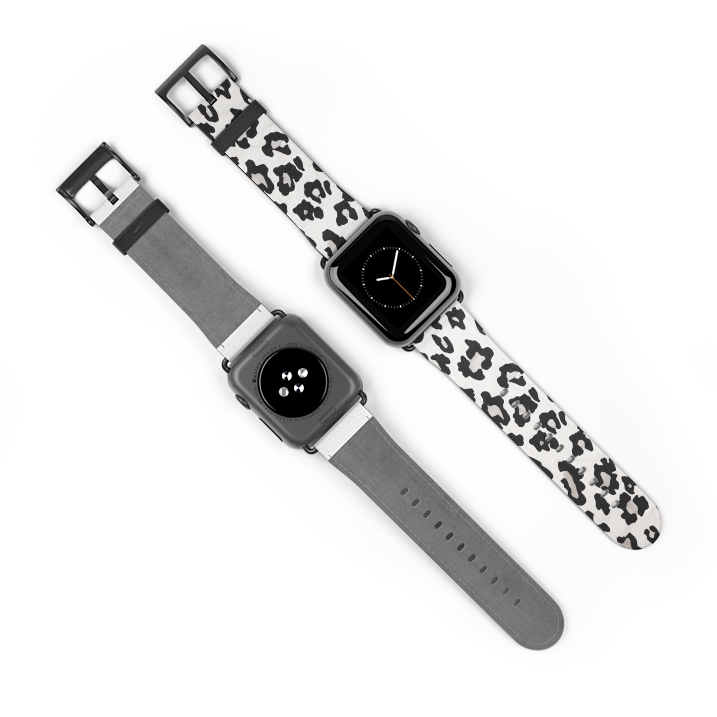 Klassisches schwarz-weißes Apple Watch-Armband mit Rindsledermuster | Armband im Farmhouse-Stil. Apple Watch-Armband Apple Watch-Armbänder für Serie 4, 5, 6, 7, 8, 9, ULTRA SE, 38/40/41 mm und 42/44/45 mm, veganes Kunstlederarmband 