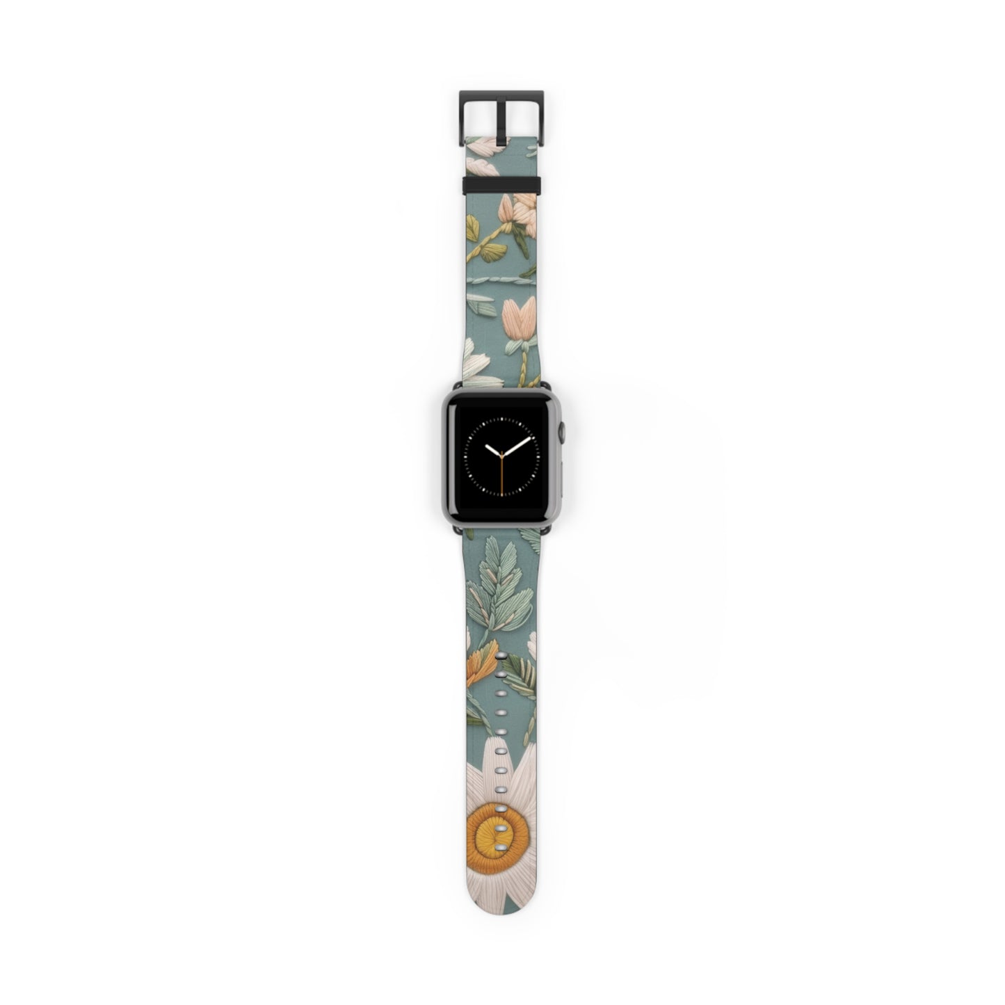 Serene Floral Tapestry Apple Watch Band, Soft Pastel Botanicals on Duck Egg Blue, Stylish Smartwatch Accessory. Apple Watch Band Apple Watch Straps For Series 4 5 6 7 8 9 ULTRA SE 38/40/41mm & 42/44/45mm Vegan Faux Leather Band