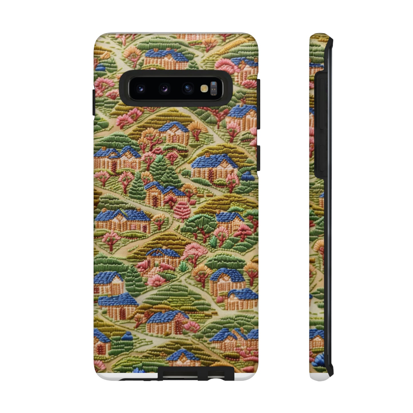 Caratteristica custodia per iPhone trapuntata in stile country, design patchwork affascinante, cover per telefono artistica e protettiva, custodie per telefono resistenti