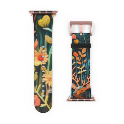 Cinturino per Apple Watch Fauna e flora della foresta incantata, Whimsical Woodland CreatK 